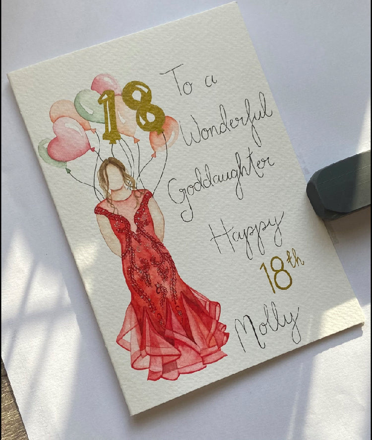 Hand painted custom watercolour birthday cards