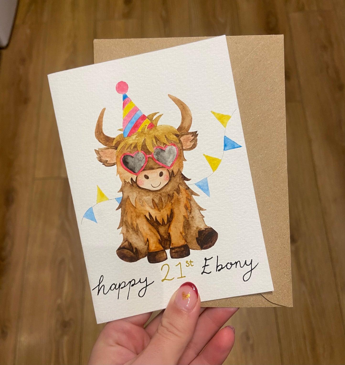 Hand painted custom watercolour birthday cards