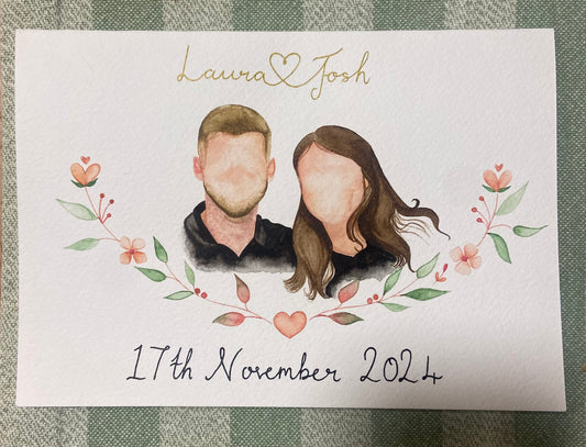 Custom hand painted engagement cards